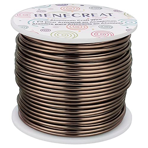 BENECREAT 9 12 17 18 20 22 Gauge Aluminum Wire (12 Gauge,100FT) Anodized Jewelry Craft Making Beading Floral Aluminum Craft Wire for Christmas Tree, Garden, Model Making - Brown - color: Brown, size: 12 Gauge