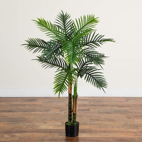 Nearly Natural 4ft UV Resistant Artificial Double Robellini Palm Tree - Indoor/Outdoor