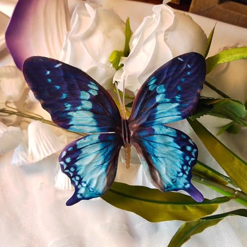 Artificial Butterfly, 3D Artificial Butterfly Clips,Silk Floral Butterflies, Suitable for Home Decoration, Flower Arrangement and Foil the Festive Atmosphere (8 Pcs) - color: Gray-8 Pcs