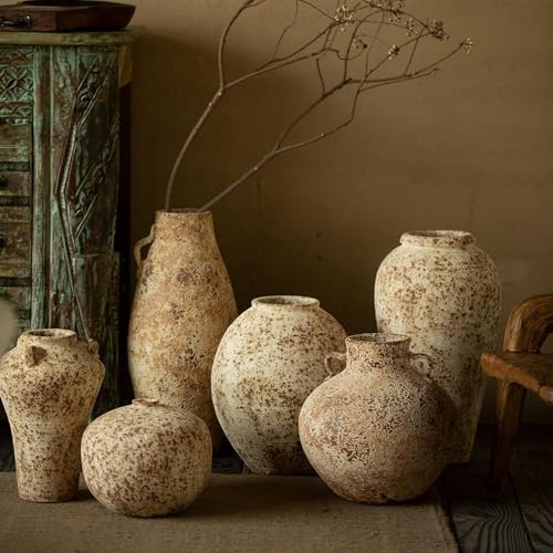 Ceramic Rustic Farmhouse Vase,Extra Large Terra Cotta Vase, Huge Pottery Decorative Flower Vases for Living Room Entryway Table Centerpiece Decor(19.6'' X 8.7'' x 8.7'')(Bottle) - color: Bottle