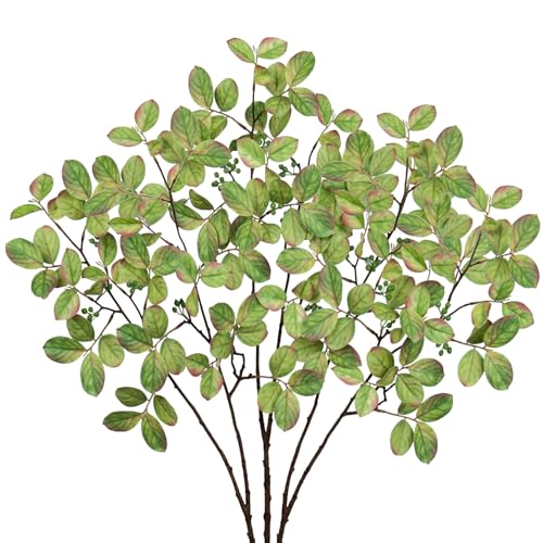Hollyone 3PCS Artificial Greenery Stems 28.7 Inch Faux Branches for Vase Fake Lagerstroemia Leaves Branches Plants Leaf Bushes for Floral Arrangement Bouquets Party Wedding Wall Home Decor Green - color: Lagerstroemia - Green#1