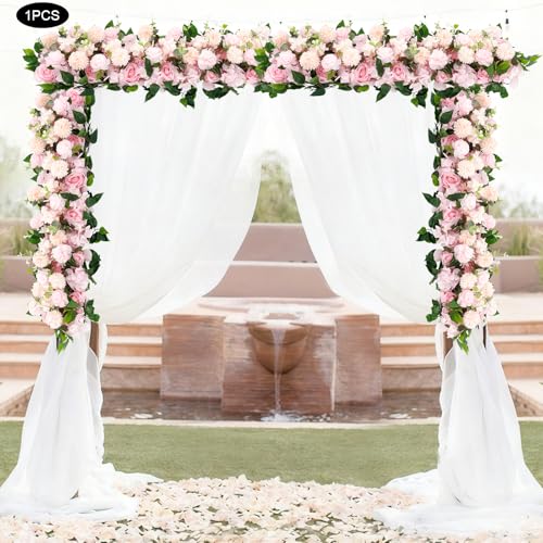 Wedding Arch Artificial Flowers Panels, Silk Rose Floral Wall Backdrop, 13.8 x 13.8in Artificial Flowers Garland for Wedding Party Table Decoration, White (Pink, 1 Pcs) - color: Pink, size: 1 Pcs
