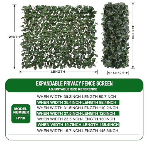 Expandable Fence Privacy Screen for Balcony Patio Outdoor,Decorative Faux Ivy Fencing Panel,Artificial Hedges (Single Sided Leaves)…… - color: Dark Green