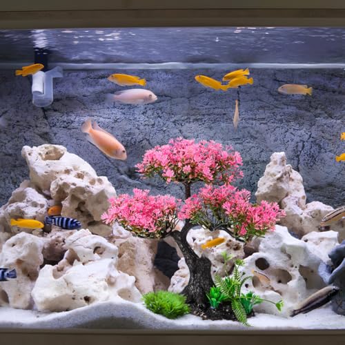 PartyKindom Artificial Aquarium Plants Realistic Fish Tank Decorations Set for Turtle Tanks Plastic Aquarium Decor with Soft Swaying Water Plants 11.41X9.44X4.33 in Underwater Landscape