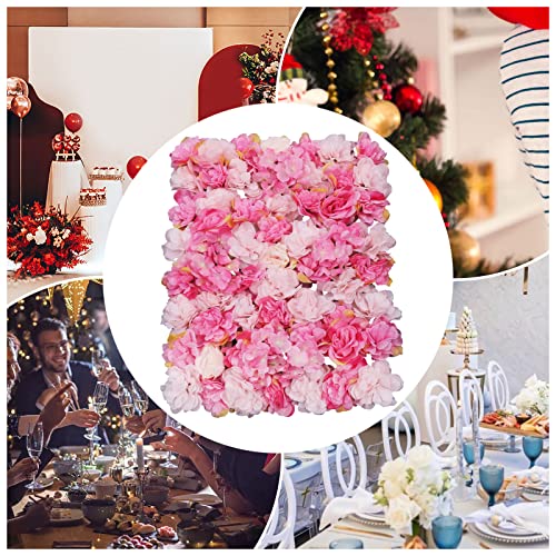 Flower Wall Panel Floral Backdrop, 6 Pcs Flower Wall Decor, 24" X 16" Silk Rose Wall, Artificial Flower Wall Backdrop Faux Flower Panel for Wedding, Party, Home (Dark Pink+Rose Red) - color: Dark Pink+rose Red