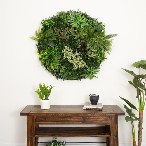 Nearly Natural 38in. Amazon Rainforest Artificial Living Wall Panel - UV Resistant, Indoor/Outdoor Greenery in Black Aluminum Frame, Easy to Hang - Ideal for Home, Office, Events
