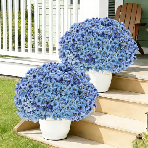 22 Pack Artificial Flowers Outdoor Fake Plants, Faux Flowers UV Resistant with Plastic Plants, Faux Silk Flowers for Outdoors Outside Front Porch Hanging Planter Window Box Garden Decoration(Blue) - color: Blue, size: 22 Bundles