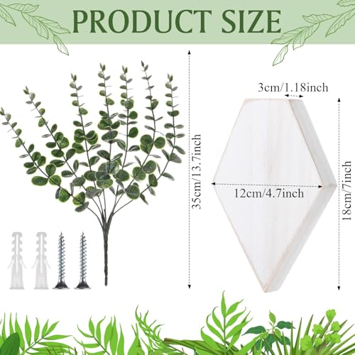 Chunful 2 Pcs Wooden Wall Planter Decor Hanging Fake Plants Greenery Flowers Holder Vase Boxes for Wall Bohemian Farmhouse Room Kitchen Office Indoor Decoration(Retro White,7.1 x 4.7 x 1.2 Inches) - color: Retro White, size: 7.1 x 4.7 x 1.2 inches