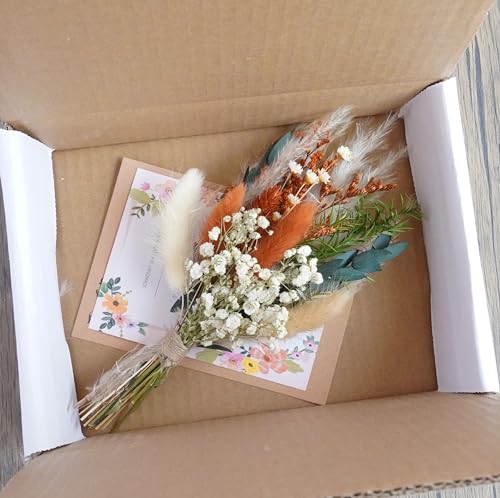 Boho Mini Dried Flower Bouquet, Dried Flower Decorfor Home, Wedding and Table Decorations (Style B)