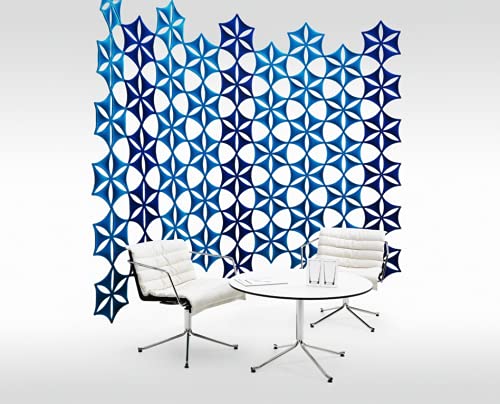 Felt Fiber Surface High Density Polyester Fiber Board 3D Flower Venus 14"x12" Hanging Room Divider Panel Cut Room Partition Home Decoratio(12 Pcs) (Dark Blue) - color: Dark Blue