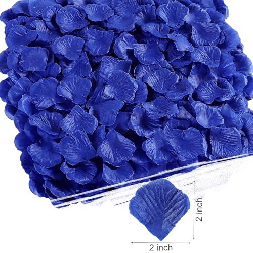 1000 Pcs Rose Petals Artificial Silk Flower Petals Romantic Decorations for Wedding Engagement Birthday Event Anniversary Party Backdrop Supplies Dark Blue - color: Dark Blue