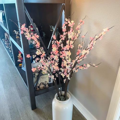 BohoSM 5pcs 39'' Cherry Blossom Branches Silk for Artificial Stems Vase Wedding Decor (5, Pink) - color: Pink
