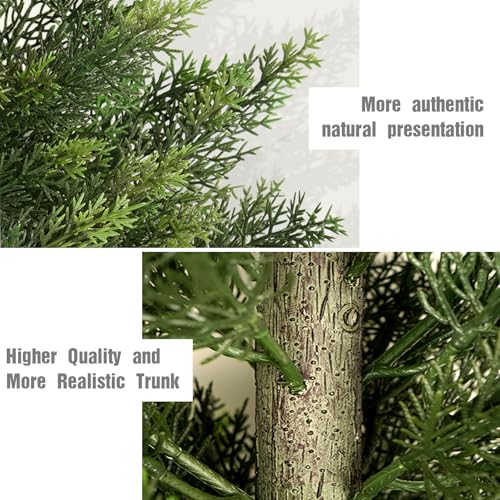Outdoor Artificial Cedar Topiary Tree, Faux Evergreen Shrubs for Front Porch Decor, Lifelike Fake Bushes Plants for Home Living Room Front Door Decor (1, 6ft) - size: 6ft