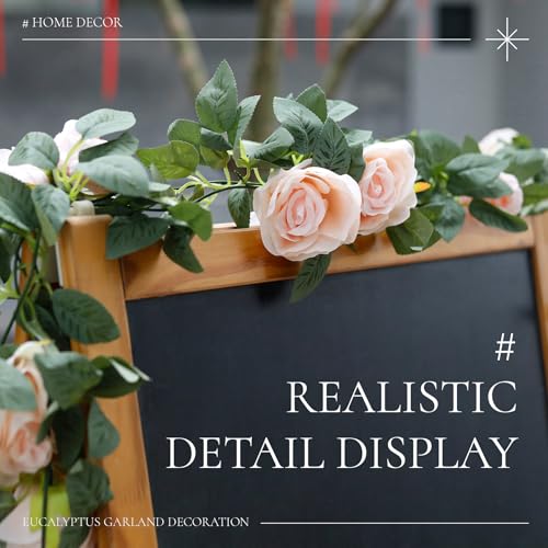 Der Rose 2 Pcs 13FT Artificial Flower Garland, Pink Rose & Greenery Floral Garland, Faux Flower Vine for Wedding Arch Table Wall & Backdrop Decor - color: Pink Rose 2 Pcs