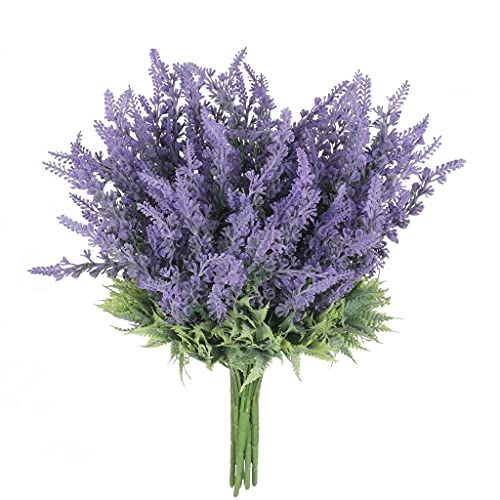 Lavender Artificial Flowers Bulk Stems Faux Greenery Plants Real-Touch Purple Bouquets DIY Home Decoration, 8pcs - size: 14 inches tall