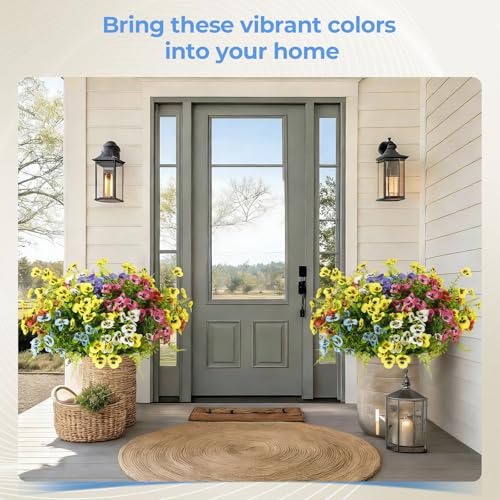 Artificial Pansies for Outdoors UV Resistant, 36pcs Fake Pansy Flowers Realistic, Yellow Pansy Flowers for Outdoor Planters, Colorful Faux Pansies Plants for Garden Outside Patio Porch Window Decor - color: Multi Color（mixed 6 Colors）, size: 36 pcs