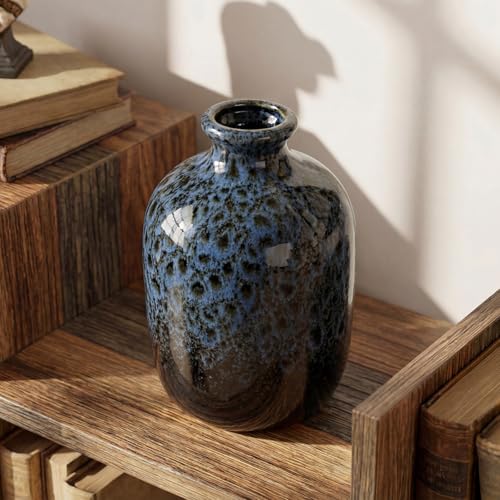 Ceramic Vases Set for Flowers, 3 Piece Pampas Grass Vase, Modern Farmhouse Boho Style Home Decor for Entryway Tables, Fireplaces, Shelves, Living Rooms and Kitchens, Navy Blue - color: Navy Blue