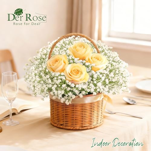 Der Rose 18Pcs Babys Breath Artificial Flowers Faux Gypsophila Stems, Real Touch Silk Fake White Babys Breath Flowers Artificial Bulk for DIY Wedding Table Centerpieces Home Party Decorations
