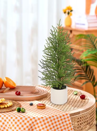 2.6FT Artificial Small Mini Pine Tree for Tabletop, Real Touch 31 inch Premium Artificial Topiary Tree Potted Plants for Home Tabletop Entryway Living Room Indoor Outdoor Decor - style: 2.6ft