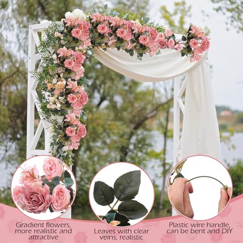 Yunsailing 8 Packs Artificial Peony Flowers Faux Silk Hydrangea Bouquet Vintage Wedding Home Table for Door Decor Reusable Bouquet of Rose Flowers for Valentine Wedding Birthday Party(Light Pink) - color: Light Pink, style: Hydrangea