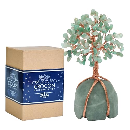 Crocon® Green Aventurine Crystal Tree, Birthday Gifts for Women, Men & Friends, Green Aventurine Stone Base Tree of Life Decor for House, Sister Gift, Birthday Gifts for Mom & Dad, House Warming Gift - color: Bc Green Aventurine + Green Base