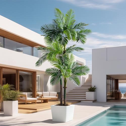 Erimda 9.1FT Artificial Phoenix Palm Tree Artificial Plants Indoor Outdoor Large Faux Coconut Silk Palm Tree Tropical Fake Tree Faux Sago Palm Plant for Modern Farmhouse Yard Outside Patio Poolside - color: Golden Cane Palm Tree, size: 9.1FT