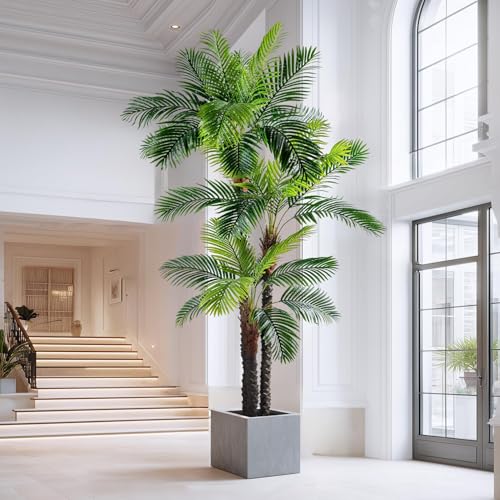 Erimda 9.1FT Artificial Phoenix Palm Tree Artificial Plants Indoor Outdoor Large Faux Coconut Silk Palm Tree Tropical Fake Tree Faux Sago Palm Plant for Modern Farmhouse Yard Outside Patio Poolside - color: Triple Phoenix Palm Tree, size: 9.1FT
