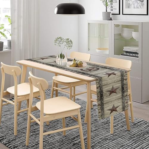 Western Texas Table Runner,ustic Farmhouse Grey Wooden Stars Hoof Cowboy Country Coffee Table Center Decor for Family Kitchen Outdoor Farmhouse Holiday Party Table Decorations, 13"x36" - color: Texas-9, size: 13“ X 36"