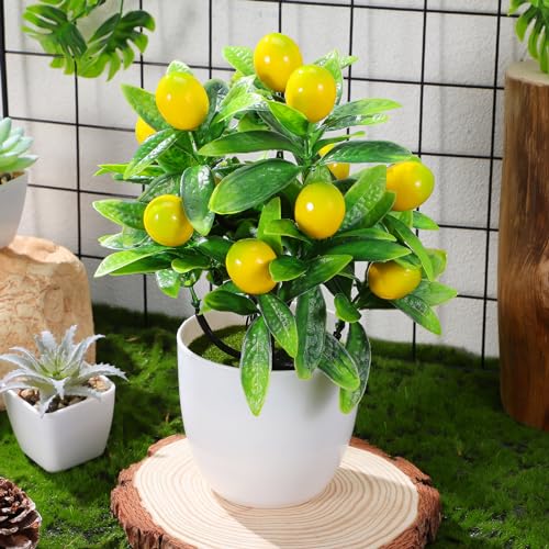 Small Artificial Tree Faux Bonsai Plant with Pot 9.44X14.96X7.48In Decorative Fake Tree for Home Office Desk