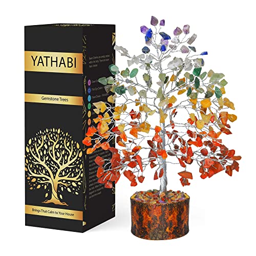 Chakra Tree - Crystal Tree for Positive Energy - Charkas Crystals - Spiritual Decor - Chakra Tree of Life Decor - Spiritual Things - Chakra Stones - Feng Shui Crystals and Stones - color: 7 Chakra Silver Wire, size: 10 Inch