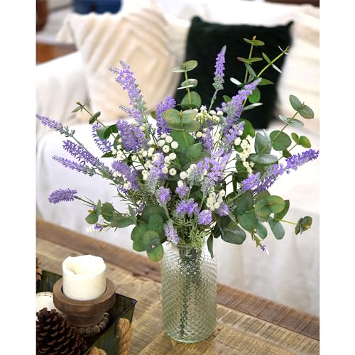 FiveSeasonStuff Hazy Purple Artificial Lavender Flowers 14.6 inches 4 Stems - color: Hazy Purple Lavender Bouquet