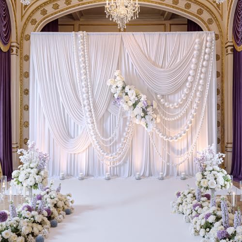 NSSONBEN 10x10 ft Wrinkle Free White Backdrop Curtains for Parties, Polyester Photo Backdrop Drapes 2 Panels 5x10ft for Wedding Birthday Party Photography Background Indoor Outdoor - color: White, size: 10ftx10ft
