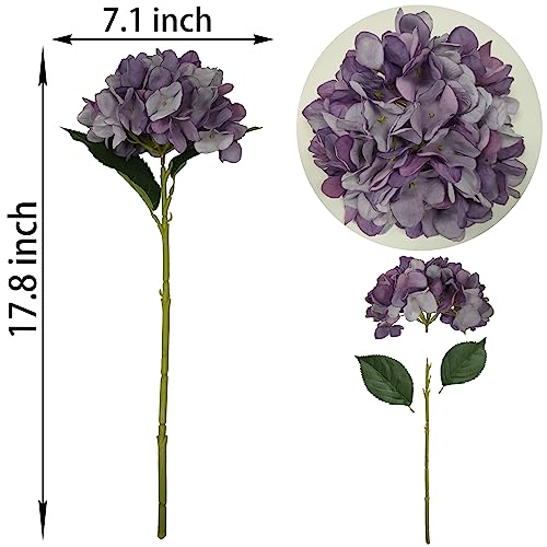 Purple Hydrangea Artificial Flowers,6 Pcs Faux Hydrangea Flowers,Artificial Hydrangeas Flowers with Stems,Fake Hydrangeas, Silk Hydrangea Flower with Stem (6, Eggplant Purple) - color: Eggplant Purple
