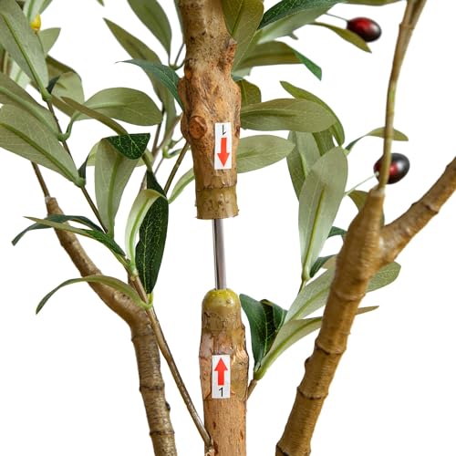 Nearly Natural Olive Tree Artificial Indoor 4FT Tall Silk Faux Olive Tree for Home and Office Decor, Fake Potted Olive Tree with Natural Wood Trunk, Realistic Olive Tree Branches and Lifelike Fruits - size: 4ft