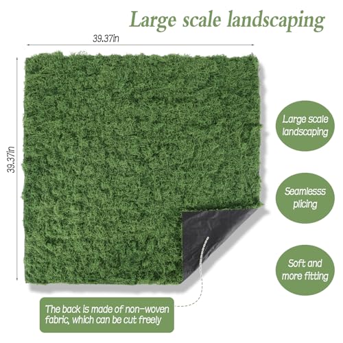 Artificial Moss Mat, 39.4 x 39.4 Inch Fake Moss for Crafts, Faux Greenery Sheet for Indoor Plants, DIY Planters, Fairy Garden, Wedding Table Centerpieces - size: 39" x 39"