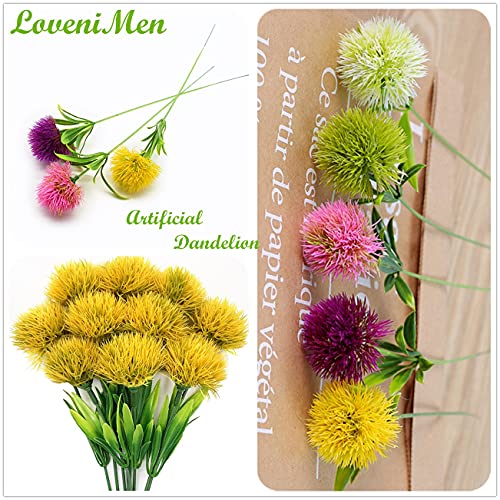 Artificial Fake Dandelion Flowers (Yellow 10 Pcs) Plastic Plants Faux Flower for Outdoor Indoor Home Garden Party Room Office Wedding Table Centerpieces DIY Planting Filler Decoration - color: Dandelions Yellow/ 10 Pcs