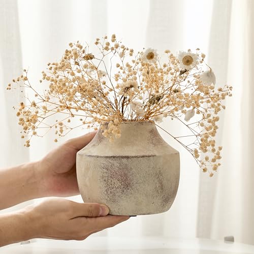 SIDUCAL Ceramic Decorative Flower Vase, 5.39 inch Pottery Farmhouse Rustic Vase, Small Terracotta Vases for Home Decor, Table, Living Room, Bathroom, Shelf, Mantel Decoration, Terra - color: 106-terra
