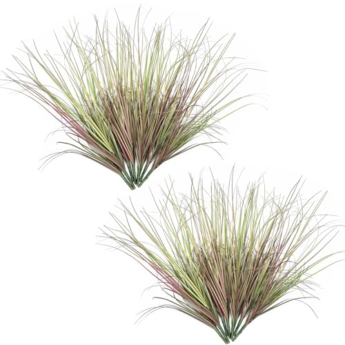 Artificial Wheat Grass Plants, Fake Greenery Plastic Plant Faux Onion Stems Flower Shrubs Weed Decor for Indoor Room Home Office Outdoor Garden Porch Wedding Party DIY Wreath Decoration Purple 16 Pack - color: Grass - Purple 16 Pack