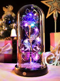 Mothers Day Rose Gifts for Mom Birthday Gift for Women, Rechargeable Galaxy Glass Rose in Glass Dome Crystal Roses Butterfly Mother's Day Flowers Gifts for Women Mom Wife Grandma Daughter, Purple - color: USB-B Purple