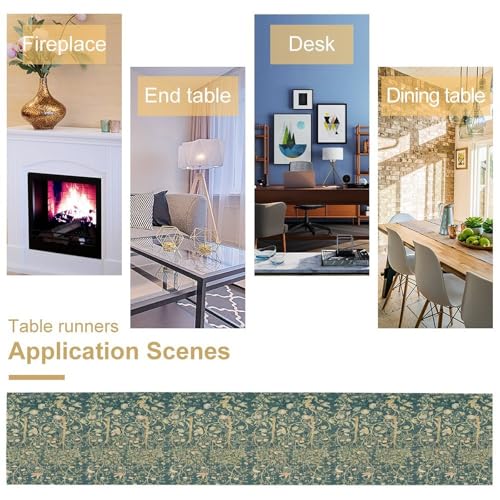 William Morris Bird Table Runner for Table Decor, Art Rustic Flower Style Bird Botanical Floral Vintage Printed for Kitchen Dining Room Farmhouse Party Holiday Decorate 13" x 36" - color: William Morris_15, size: 13"W x 36"L (Pack of 1)