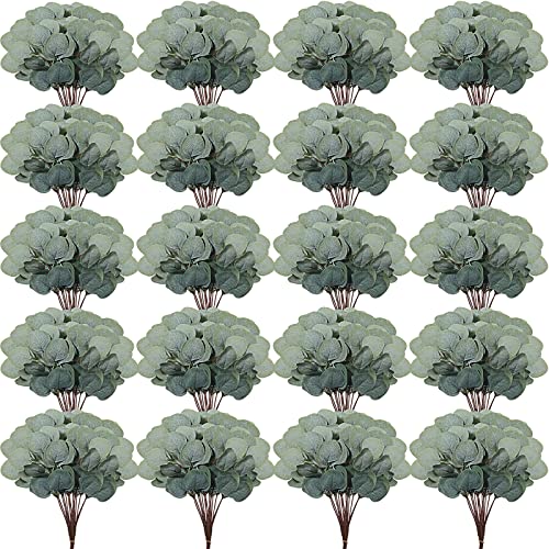 Taiyin 120 Pieces Artificial Eucalyptus Leaves for Wedding Eucalyptus Leaves Stems Decor Greenery Faux Green Stems for Wedding Centerpiece Floral Home Decor, 11 Inches