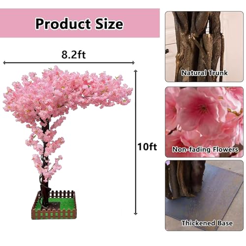 10FT Large Artificial Cherry Blossom Trees White for Home Decor Indoor Outdoor,Arbol De Cerezo Artificial Grande,Faux Fake Cherry Blossom Tree for Garden Party Wedding - color: White, size: 10x8.2ft