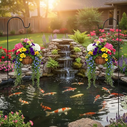 Unique Metal Iron Geometric Hanging Planter Set of 4 Stylish 14 Inch Extra Deep Coco Liner Breathable Heavy Duty Balcony Tree Hanging Basket Drop Weatherproof - size: 14 Inch, style: Geometric