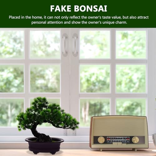 ABOOFAN Artificial Bonsai Welcoming Pine Tree Simulation Welcome Pine Chinese Fake Bonsai Tree Simulation Potted Plant DIY Decorative Bonsai for Home, Office, Shop