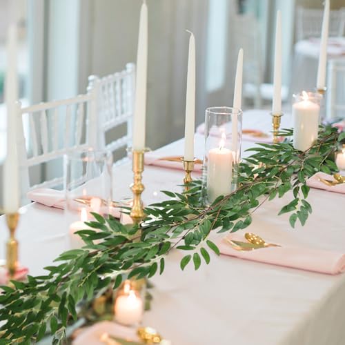 RECUTMS 4Pcs Artificial Willow Leaves Vine Twigs 5.7Ft Silk Willows Leaf Ivy Garland Faux Greenery Ivy Plant Decor for Indoor Outdoor Wedding Jungle Beach Birthday Party Garden Table Spring Summer - color: Willow Vines Green 4pcs