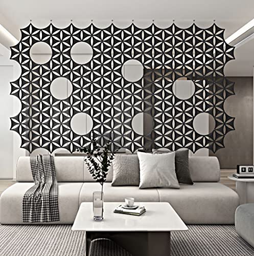 Felt Fiber Surface High Density Polyester Fiber Board 3D Flower Venus 14"x12" Hanging Room Divider Panel Cut Room Partition Home Decoratio(12 Pcs) (Dark Grey) - color: Dark Grey