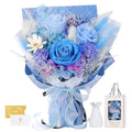 Preserved Flowers Bouquet 3 Roses - Blue Real Rose & Flowers for Delivery, Long-Lasting Flower with Gift Box, Eternal Roses Bouquet for Mothers, Mom, Wife Anniversary Birthday Gifts for Women and Men - color: Blue