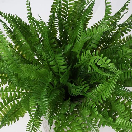 GnFlus Artificial Plant Fake Boston Fern Bushes UV-Resistant 4pcs Faux Greenery Shrubs Branches for for Decor Home Indoor Outdoor Garden 4pcs - color: Fern