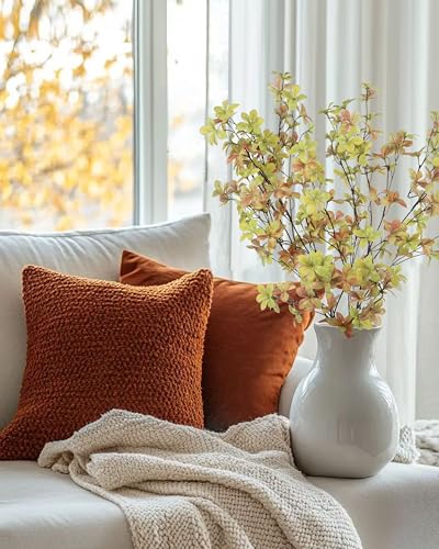 DuHouse 4Pcs Fall Greenery Stems 32" Artificial Fall Leaves Stems Branches for Vase Filler Home Decor Table Centerpieces Garden Decoration - color: Fall