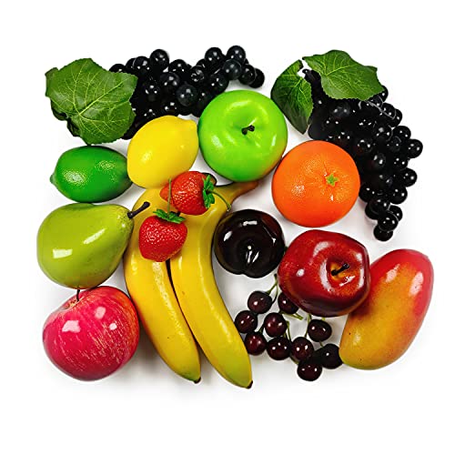 Lorigun Artificial Fruits Pack, Fake Fruits for Home Decor, Simulation Fruit Set, Party Chirstmas Decortion, Fruit Modle for Photoshoot, Fake Strawberry, Mango, Bananas. Total 20 Pieces/Set - color: 20 Pcs Fake Fruit-3